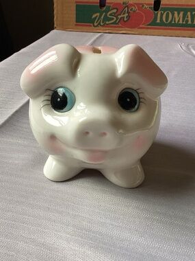 K’s Collection Ceramic Pastel Piggy Bank Kitsch